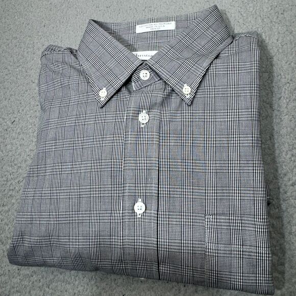 Vintage Christian Dior Shirt Men 16 Glen Check Button 80s‎ Casual USA NOS NWT - Picture 1 of 14